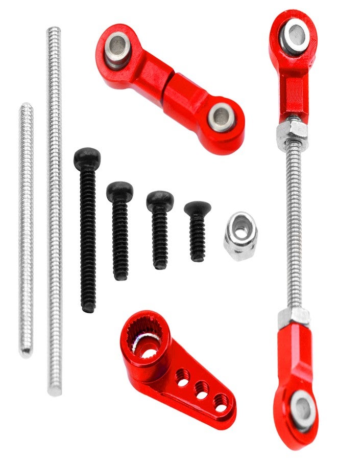 Vgoohobby Front Steering Link Rod Servo Link Linkages with 28T Servo Arm Compatible with WLtoys 1/28 K969 K979 K989 K999 P929 P939 Mini-Q Mini-Z RC Car (Red) - Image 1